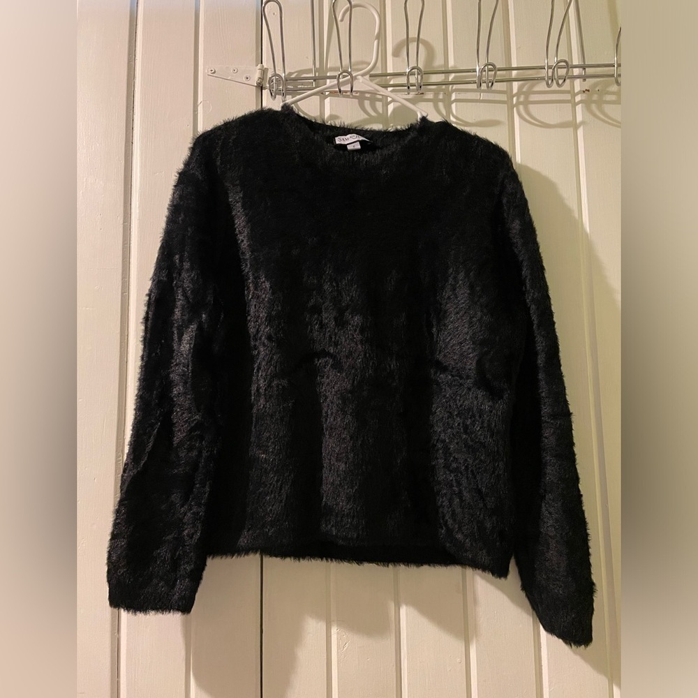Sam and Jess black faux fur sweater-small like new